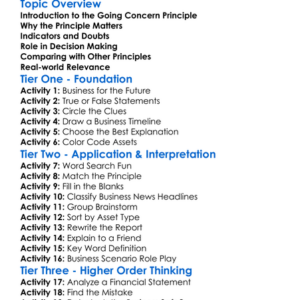 Going Concern Principle Worksheet Activity Booklet