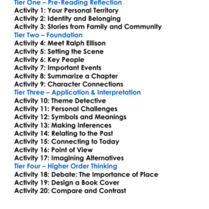 Going To The Territory Ralph Ellison Worksheet Activity Booklet