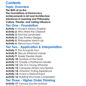 Golden Age Of Athens And Classical Culture Worksheet Activity Booklet