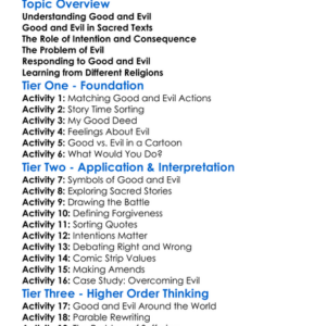 Good And Evil In Religion Worksheet Activity Booklet