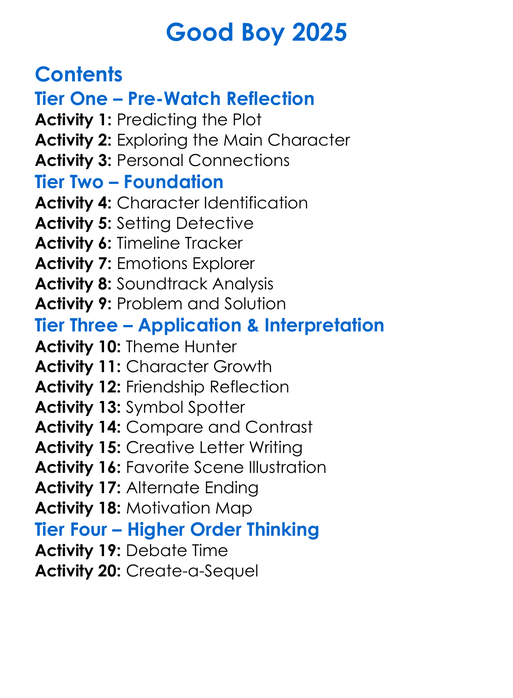 Good Boy 2025 Worksheet Activity Booklet