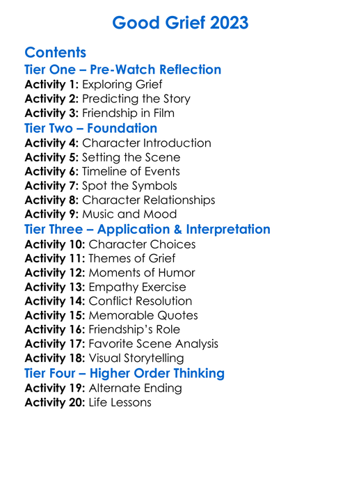 Good Grief 2023 Worksheet Activity Booklet