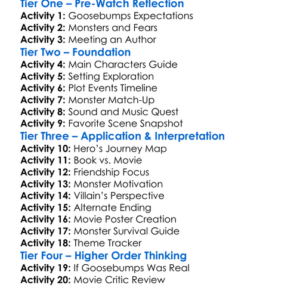 Goosebumps 2015 Worksheet Activity Booklet