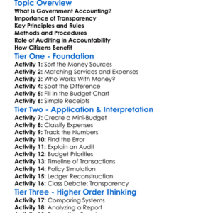 Government Accounting Procedures Worksheet Activity Booklet