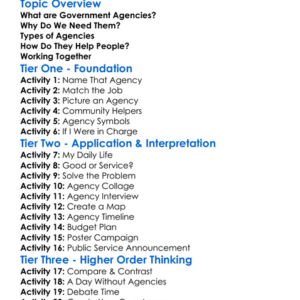 Government Agencies Worksheet Activity Booklet