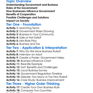 Government And Business Relations Worksheet Activity Booklet