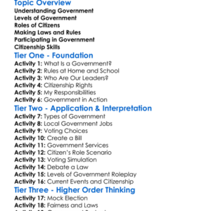 Government And Citizenship Worksheet Activity Booklet
