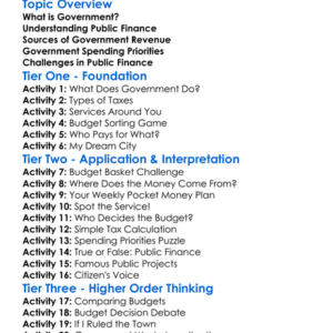 Government And Public Finance Worksheet Activity Booklet