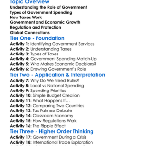 Government And The Economy Worksheet Activity Booklet