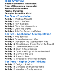 Government Intervention In Markets Worksheet Activity Booklet