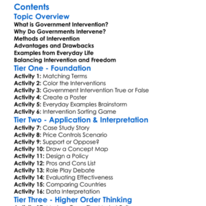Government Intervention In The Economy Worksheet Activity Booklet