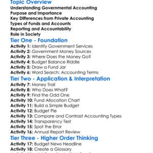 Governmental Accounting Basics Worksheet Activity Booklet