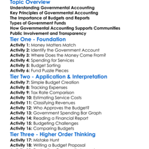 Governmental Accounting Worksheet Activity Booklet