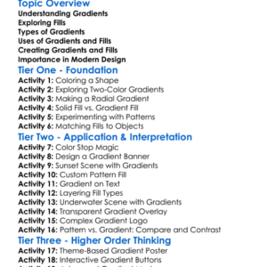Gradients And Fills Worksheet Activity Booklet