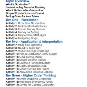 Graduation And Financial Planning Worksheet Activity Booklet