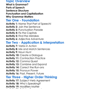 Grammar Basics Worksheet Activity Booklet