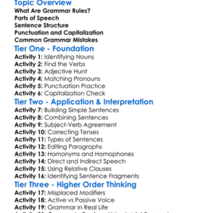 Grammar Rules Worksheet Activity Booklet