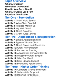 Grants Worksheet Activity Booklet