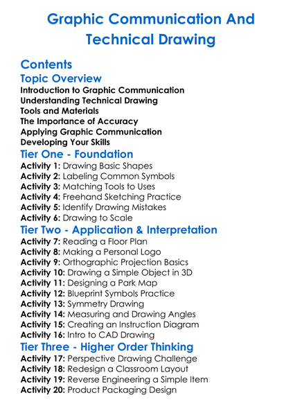 Graphic Communication And Technical Drawing Worksheet Activity Booklet