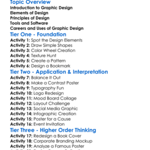 Graphic Design Basics Worksheet Activity Booklet