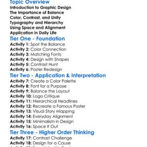 Graphic Design Principles Worksheet Activity Booklet