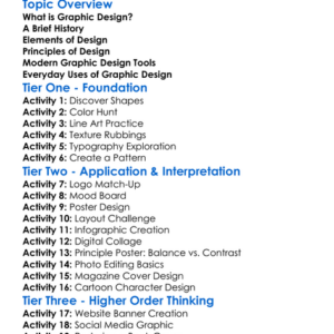 Graphic Design Worksheet Activity Booklet