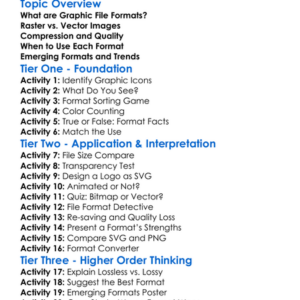 Graphic File Formats Worksheet Activity Booklet