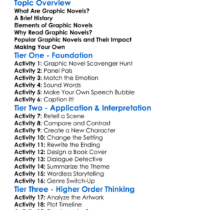 Graphic Novels Worksheet Activity Booklet