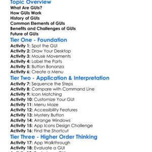 Graphical User Interfaces Guis Worksheet Activity Booklet