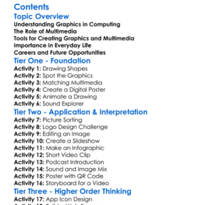 Graphics And Multimedia In Computing Worksheet Activity Booklet