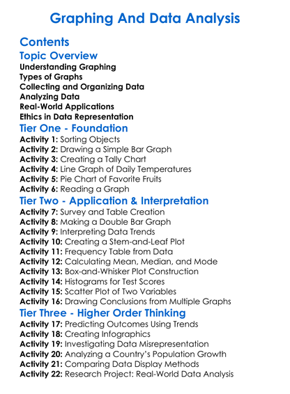 Graphing And Data Analysis Worksheet Activity Booklet