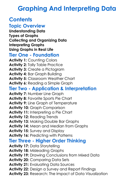 Graphing And Interpreting Data Worksheet Activity Booklet