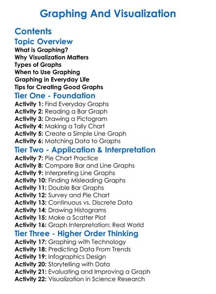 Graphing And Visualization Worksheet Activity Booklet