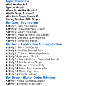 Graphs And Graph Traversal Worksheet Activity Booklet