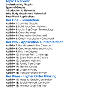 Graphs And Networks Worksheet Activity Booklet