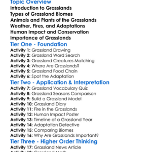 Grassland Biomes Worksheet Activity Booklet