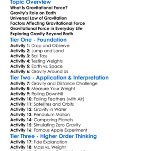 Gravitational Force Worksheet Activity Booklet