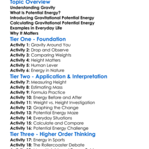 Gravitational Potential Energy Worksheet Activity Booklet
