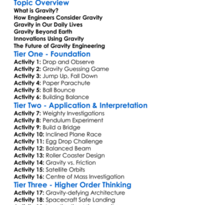 Gravity And Engineering Worksheet Activity Booklet