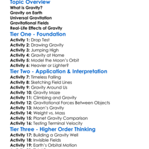 Gravity And Gravitational Fields Worksheet Activity Booklet