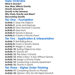 Gravity And Mass Worksheet Activity Booklet