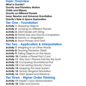 Gravity And Planetary Motion Worksheet Activity Booklet