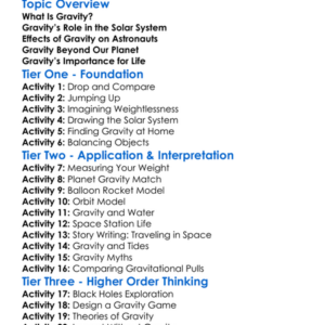 Gravity In Space Worksheet Activity Booklet