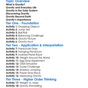 Gravity Worksheet Activity Booklet
