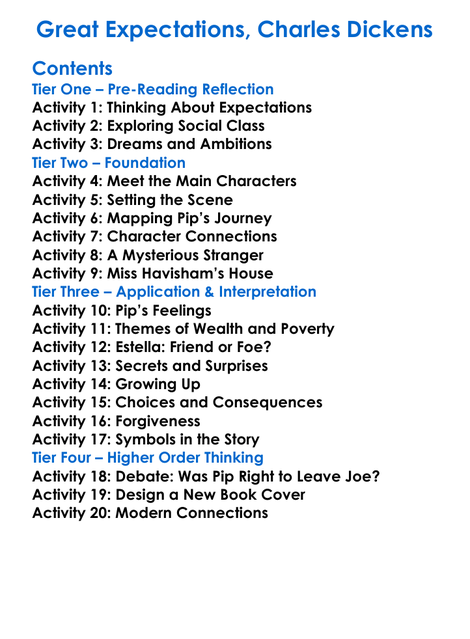 Great Expectations Charles Dickens Worksheet Activity Booklet