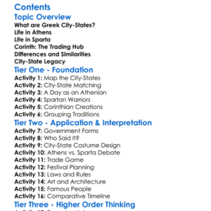 Greek City-States Athens Sparta Corinth Worksheet Activity Booklet