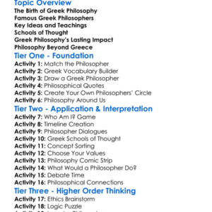 Greek Philosophy And Thinkers Worksheet Activity Booklet