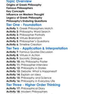 Greek Philosophy Worksheet Activity Booklet