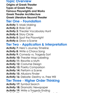 Greek Theater And Literature Worksheet Activity Booklet