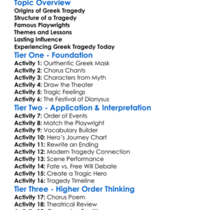 Greek Tragedies Worksheet Activity Booklet